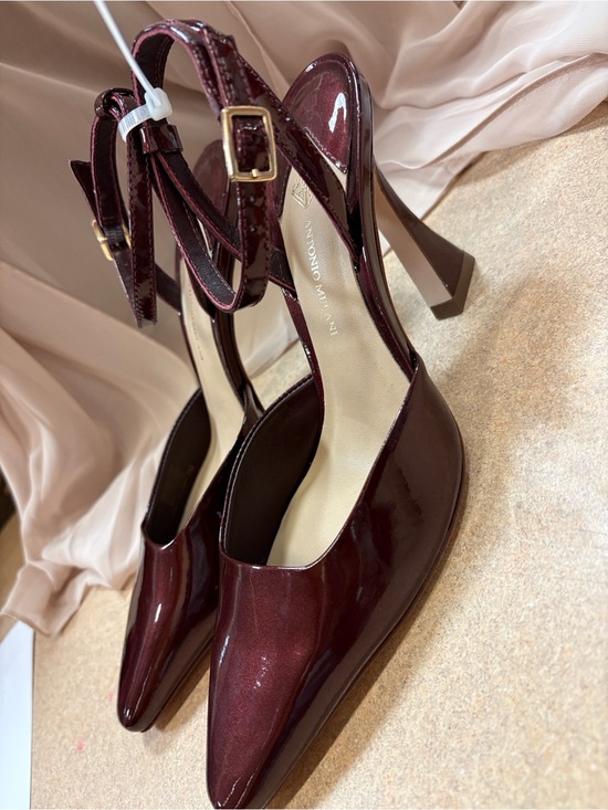 ANTONIO MELANI Shoes - New ANTONIO MELANI Burgundy Patent Leather Pointed Slingback Heels